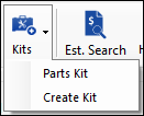 The dropdown list expanded brom the Kits toolbar button.