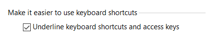 the Underline Keyboard Shortcuts and Access Keys box checked.