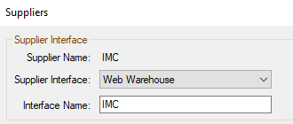 The supplier interface showing Web Warehouse.