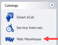 The Web Warehouse logo in the Quick Launch.