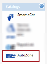 the AutoZone icon circled in the Catalogs section.