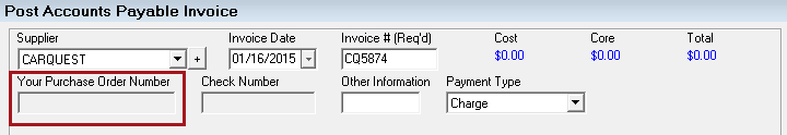 Your Purchase Order Number field disabled on the post to AP detail window.