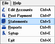 The Accounts Receivable File menu.