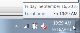 The popup of the time and date that appears when you hover over the taskbar.