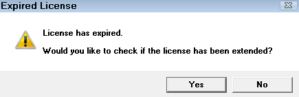 The prompt notifying you that the license has expired.