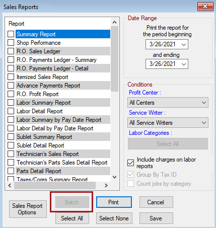 The list of batch reports.