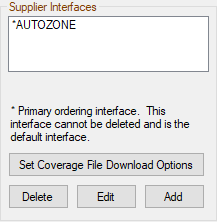 The AutoZone interface in the Supplier Interfaces section. 