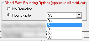 The Global Parts Rounding options and dropdown list.
