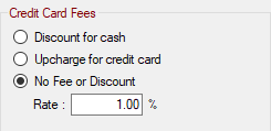 The credit card fee section.