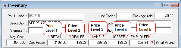 The Price Level Description fields on the Other Information tab.
