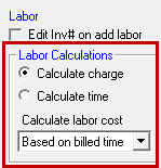 The Labor Calculations section circled.