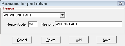 The reasons for part return window.