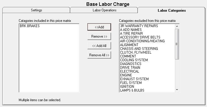 the Labor Categories tab.