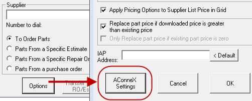 The Electronic Order Options window opened from the Options button in eOrder.