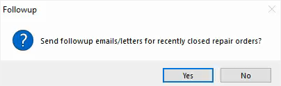 The send followup emails/letters prompt.