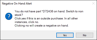 The negative on hand alert prompt.