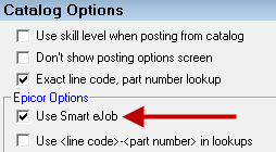 Use Smart eJob checked on the Catalog Options window.