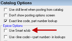 Use Smart eJob not checked on the Catalog Options window.