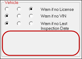 The vehicle section with the last three options blank.