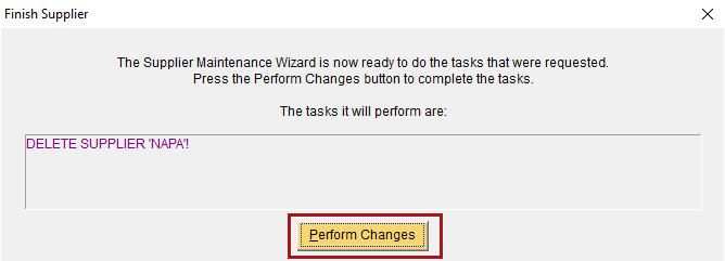 The Perform Changes button circled.