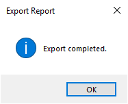 The Export Report confirmation message.