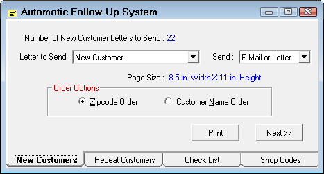 the Automatic Follow-Up System window.