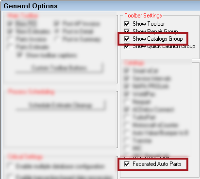 Federated selected on the General Options window.