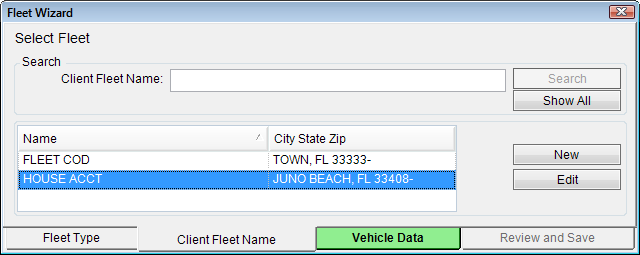 the Client Fleet Name tab.