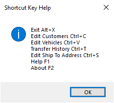 The Shortcut Key Help window in the Configuration module