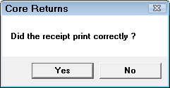 The prompt asking if the receipt printed correctly.