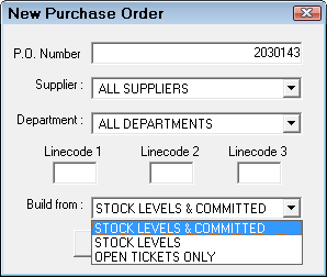 The New Purchase Order window.