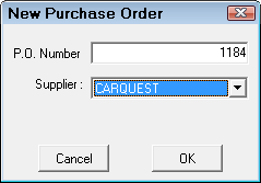 The New Purchase Order window.