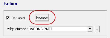 The Process button circled on the Editing Part window.
