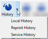 The dropdown menu that appears when the history icon is clicked.