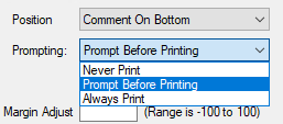 Prompting dropdown list for legacy oil sticker printing.