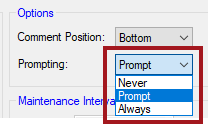 The Prompting dropdown list expanded.