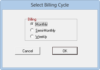 the Select Billing Cycle window.