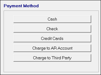 The Payment Method section of the Finalize window.