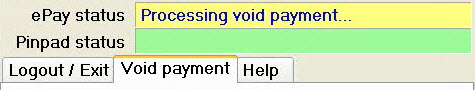 The epay status bar showing that the void is being processed.