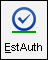 The estimate authorization button with a green line below the icon in the ticket toolbar.