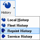 The dropdown list from the History button in the main toolbar. 