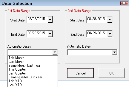 the Date Selection window.