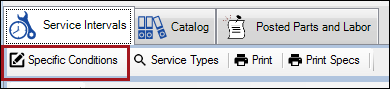The Specific Conditions button circled in the Service Intervals toolbar.
