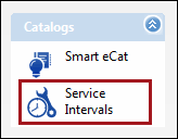 The Service Intervals icon circled in the Catalogs section of the Quick Launch.