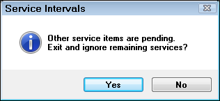 The prompt that other service items are pending.