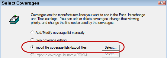 The Import file option and Select button circled.