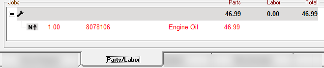 The labor posted to the Jobs section of a ticket when Replace Predefined Description is selected.