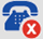 The phone icon with a white letter x inside a red circle in front of the phone.