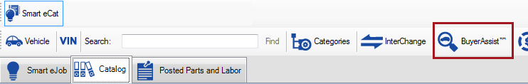 The BuyerAssist icon circled in the Smart eCat toolbar.