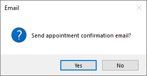 The prompt asking if you want to send an email confirmation.